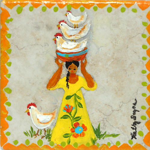Woman with Chickens